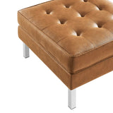Mesa Tufted Vegan Leather Sofa and Ottoman Set in Silver Tan