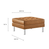 Mesa Tufted Vegan Leather Sofa and Ottoman Set in Silver Tan