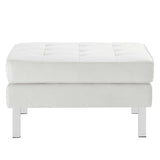 Mesa Tufted Vegan Leather Sofa and Ottoman Set in Silver White