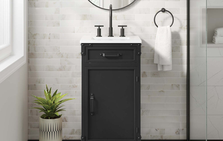 Clover 18" Bathroom Vanity in White black