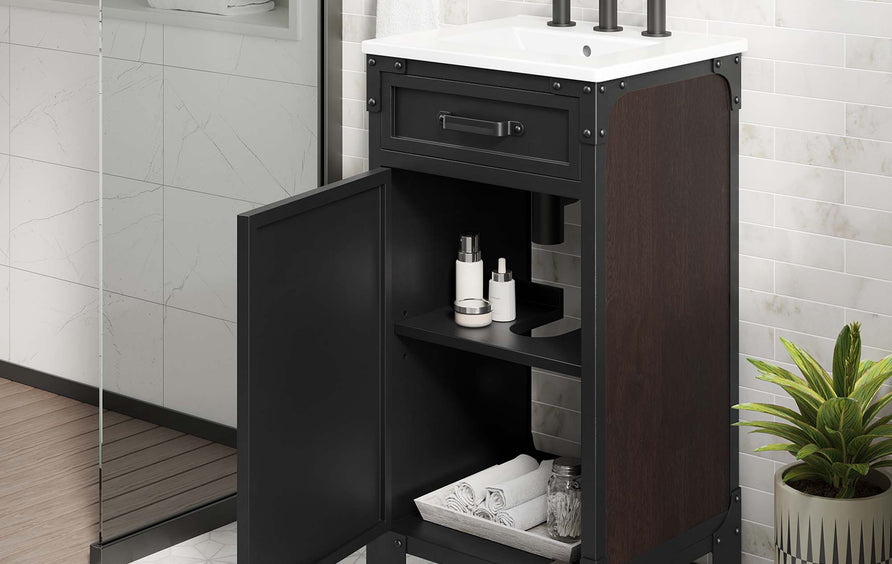 Clover 18" Bathroom Vanity in White black