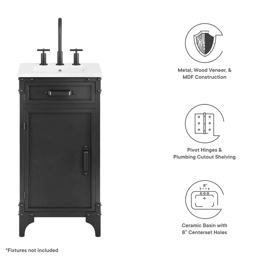 Clover 18" Bathroom Vanity in White black