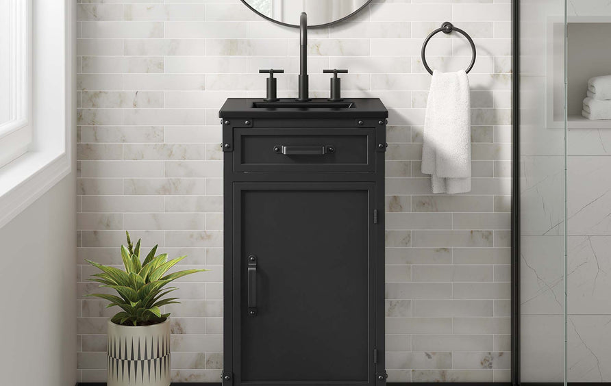 Clover 18" Bathroom Vanity in Black Black