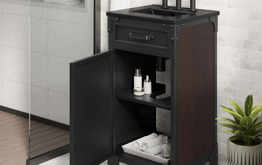 Clover 18" Bathroom Vanity in Black Black