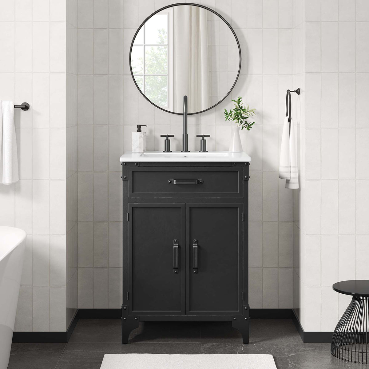 Steamforge 24" Bathroom Vanity in White Black