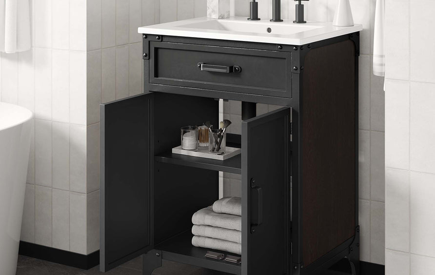 Clover 24" Bathroom Vanity in White Black