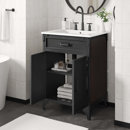 Steamforge 24" Bathroom Vanity in White Black
