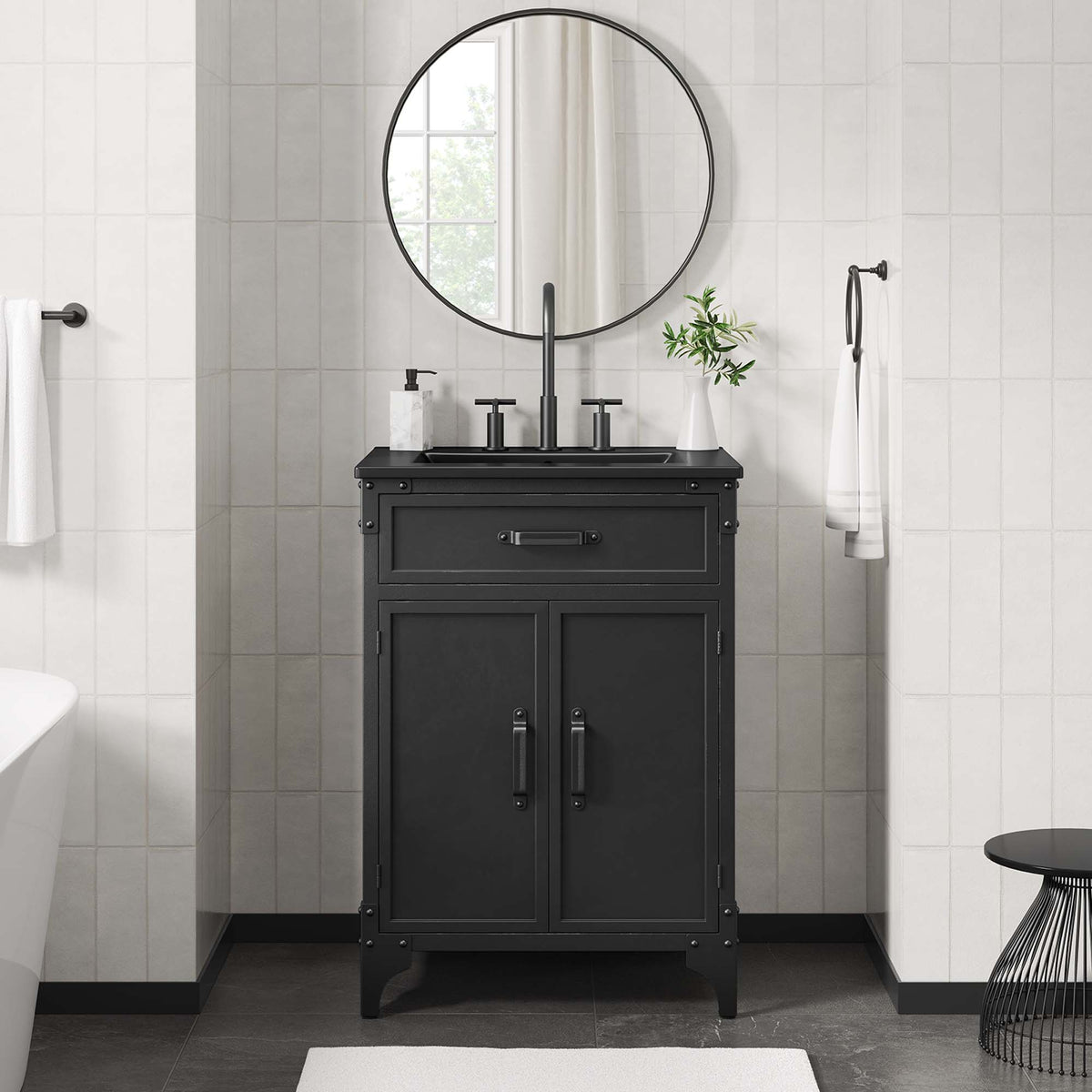 Steamforge 24" Bathroom Vanity in Black Black