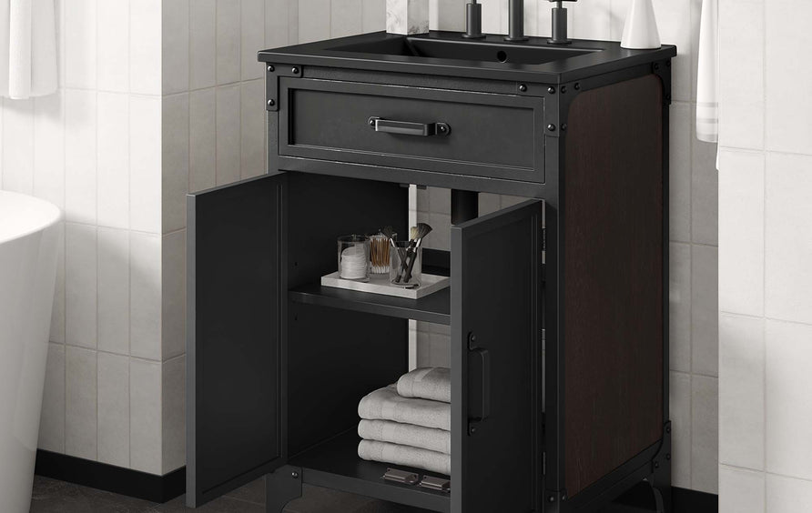 Clover 24" Bathroom Vanity in Black Black