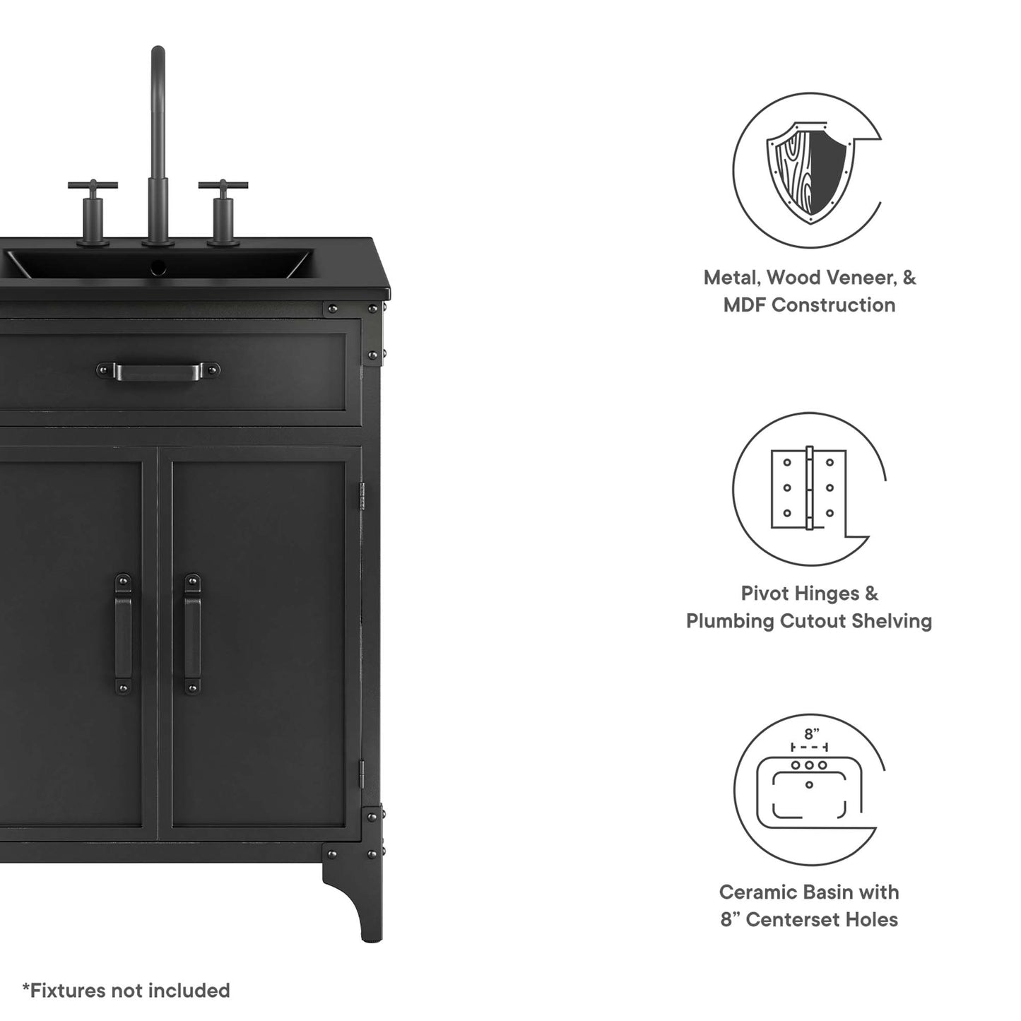 Steamforge 24" Bathroom Vanity by Furniture For America