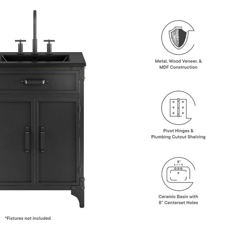 Steamforge 24" Bathroom Vanity in Black Black
