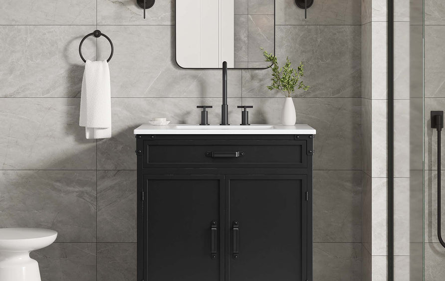 Clover 30" Bathroom Vanity in White Black
