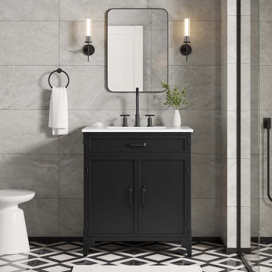 Clover 30" Bathroom Vanity in White Black