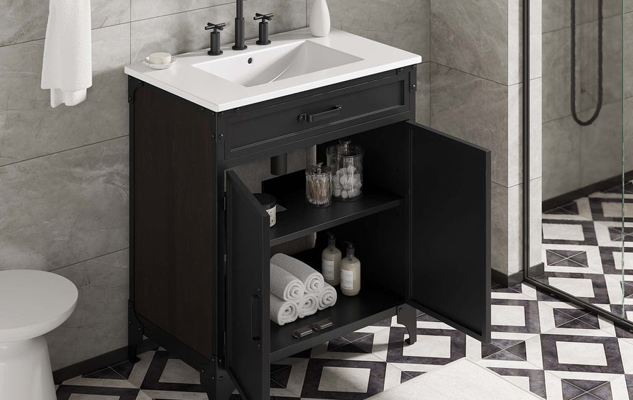 Clover 30" Bathroom Vanity in White Black