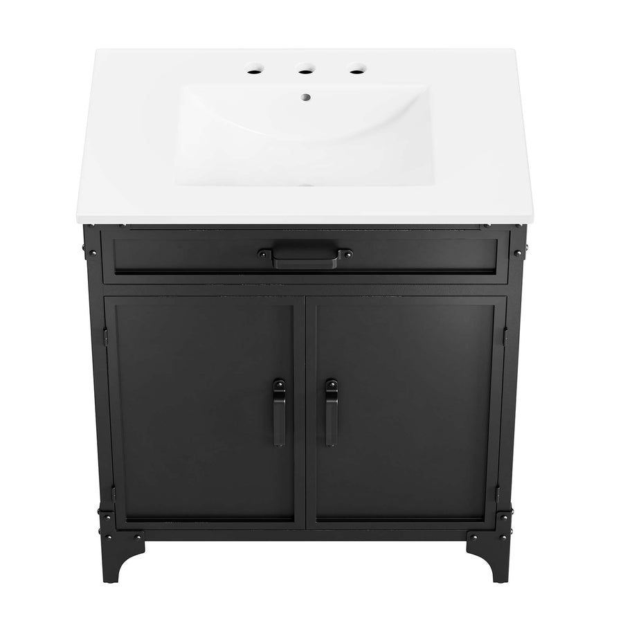 Clover 30" Bathroom Vanity in White Black