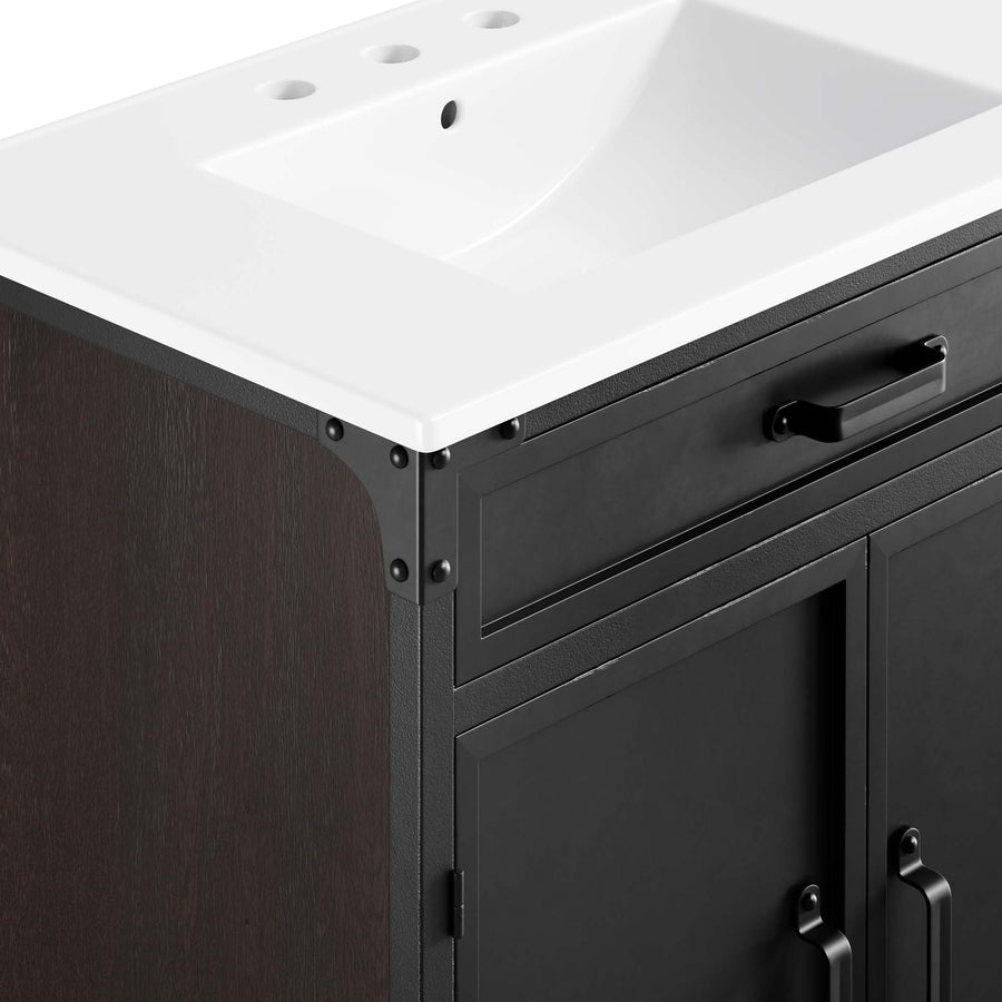 Clover 30" Bathroom Vanity in White Black