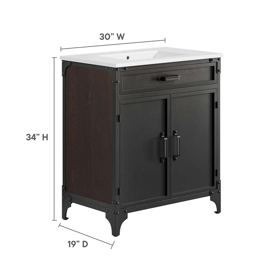Clover 30" Bathroom Vanity in White Black