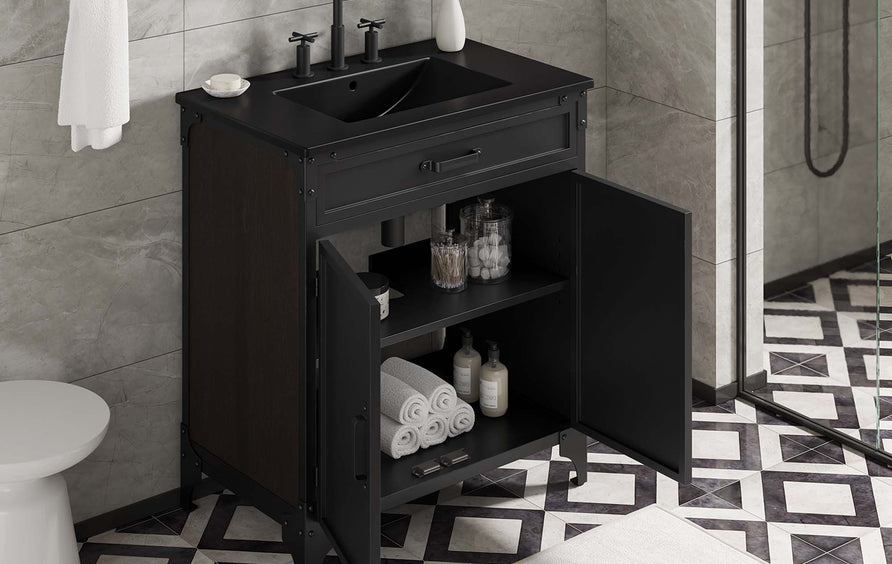 Clover 30" Bathroom Vanity in Black Black