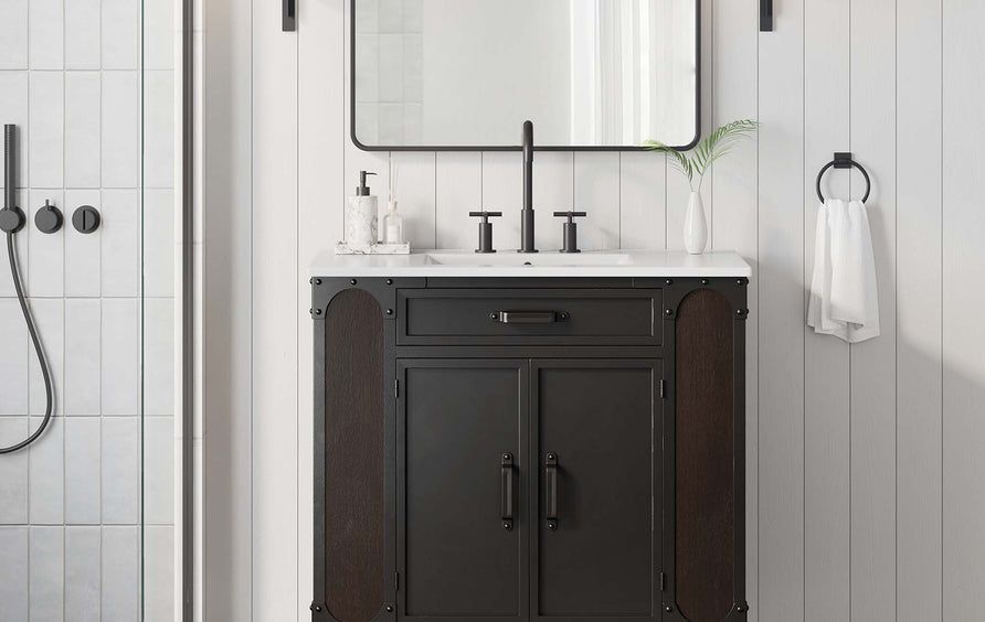 Clover 36" Bathroom Vanity in White Black