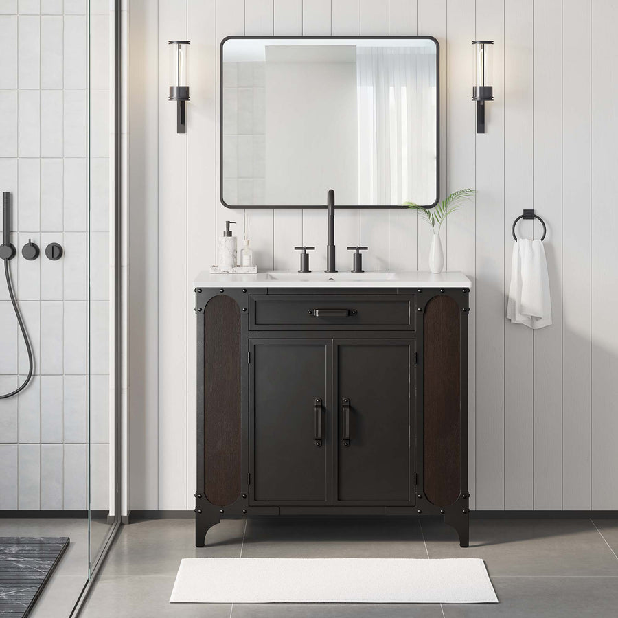 Clover 36" Bathroom Vanity in White Black