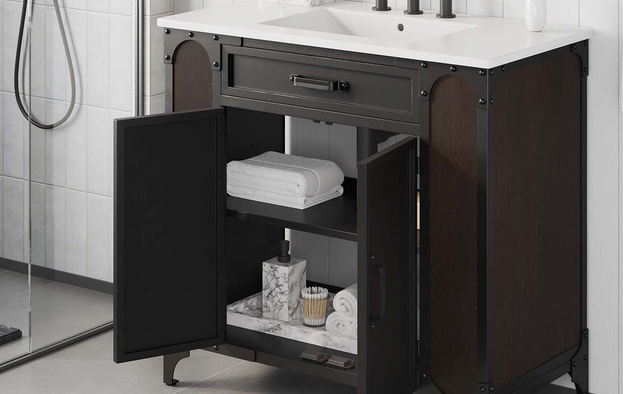Clover 36" Bathroom Vanity in White Black