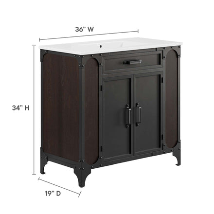 Steamforge 36" Bathroom Vanity in White Black