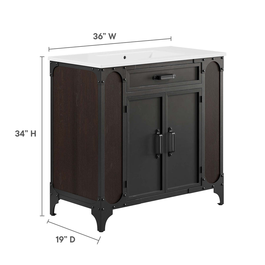 Clover 36" Bathroom Vanity in White Black