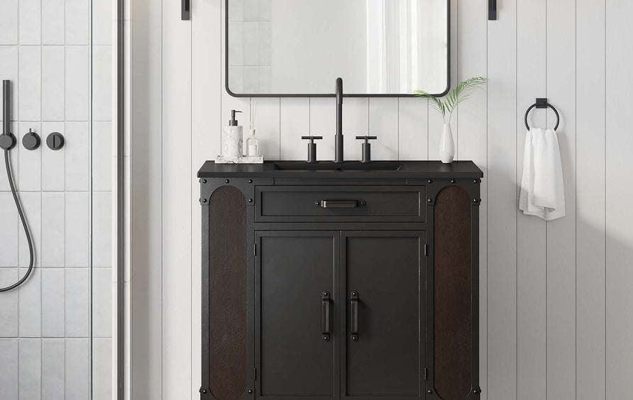 Clover 36" Bathroom Vanity in Black Black
