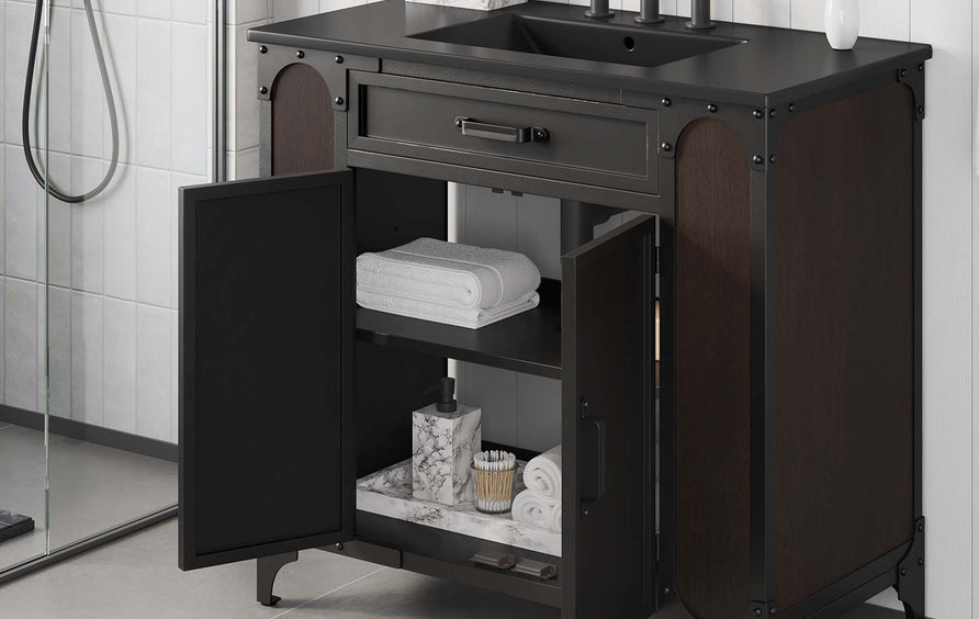Clover 36" Bathroom Vanity in Black Black