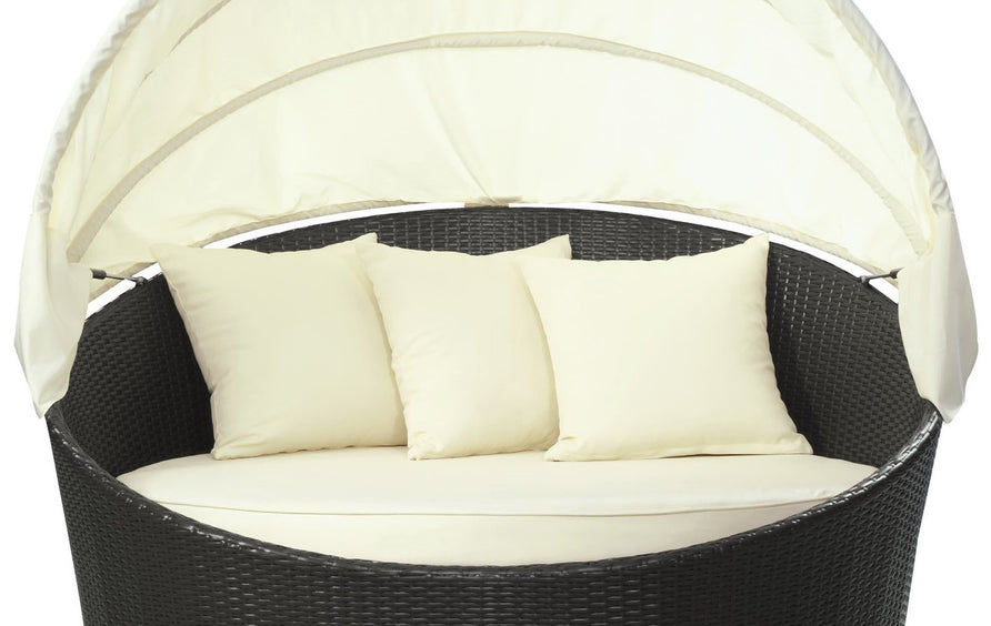 Avoca Canopy Outdoor Patio Daybed in Espresso White