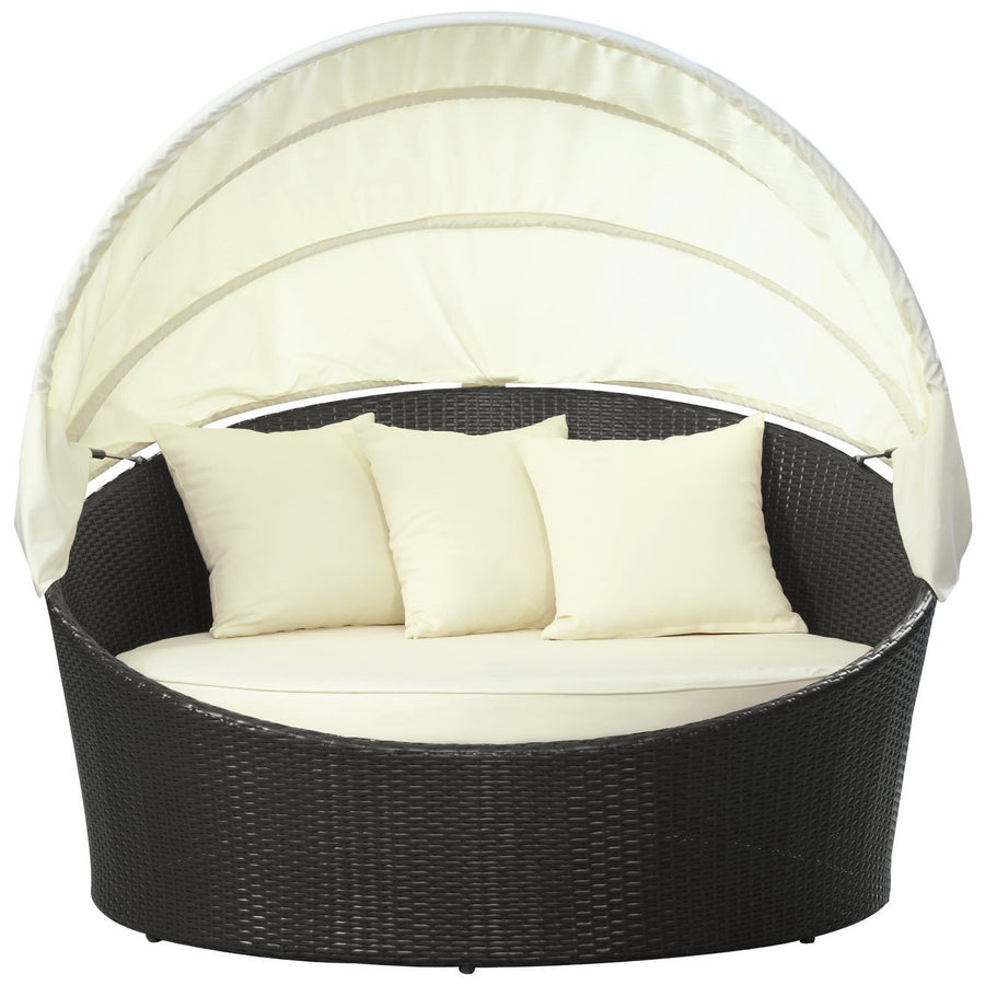 Avoca Canopy Outdoor Patio Daybed in Espresso White