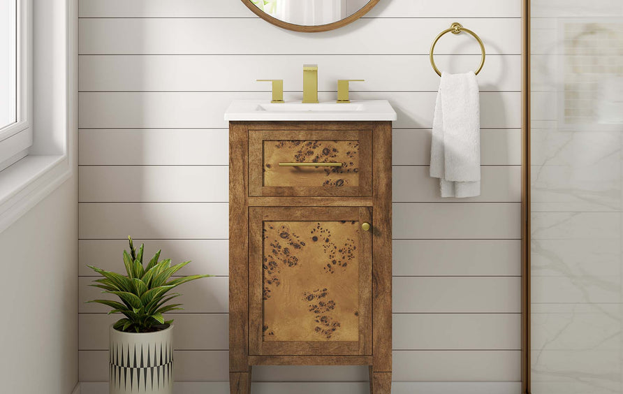 Onyx 18" Wood Bathroom Vanity in White Brown
