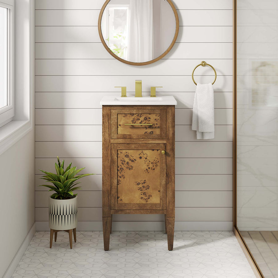 Onyx 18" Wood Bathroom Vanity in White Brown