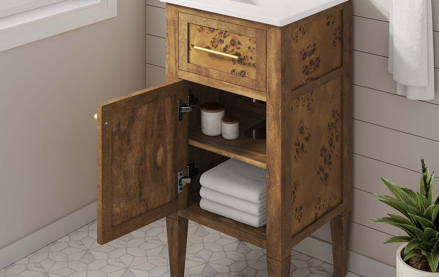 Onyx 18" Wood Bathroom Vanity in White Brown