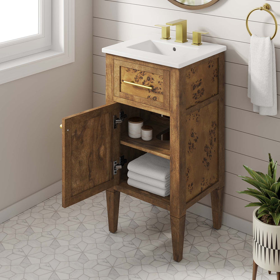 Onyx 18" Wood Bathroom Vanity in White Brown