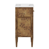 Onyx 18" Wood Bathroom Vanity in White Brown