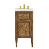 Onyx 18" Wood Bathroom Vanity in White Brown