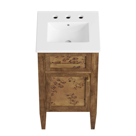 Elysian 18" Wood Bathroom Vanity in White Brown
