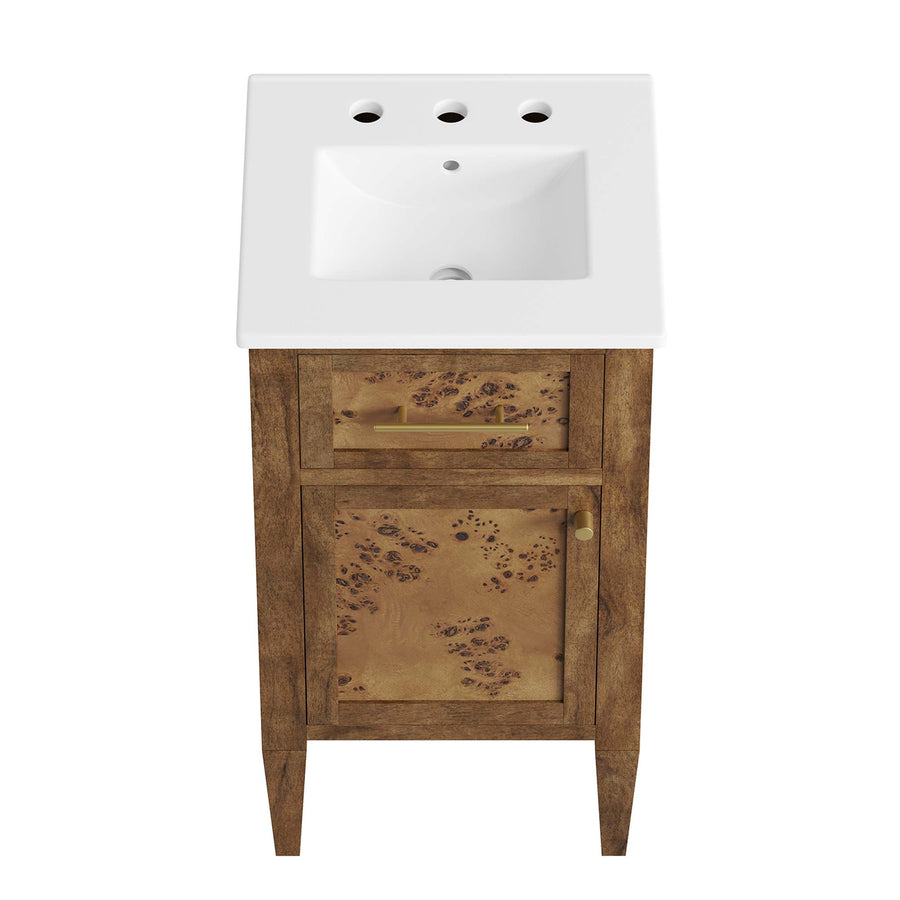 Onyx 18" Wood Bathroom Vanity in White Brown