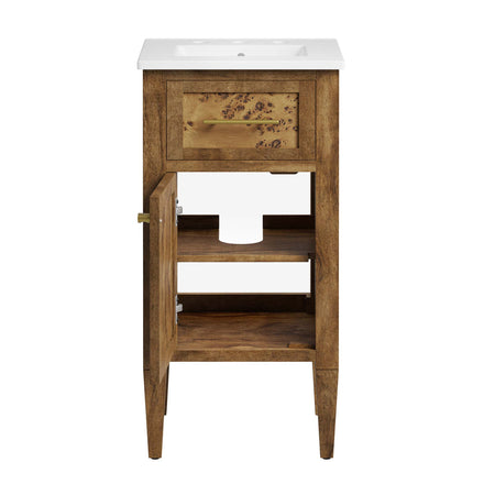 Elysian 18" Wood Bathroom Vanity in White Brown