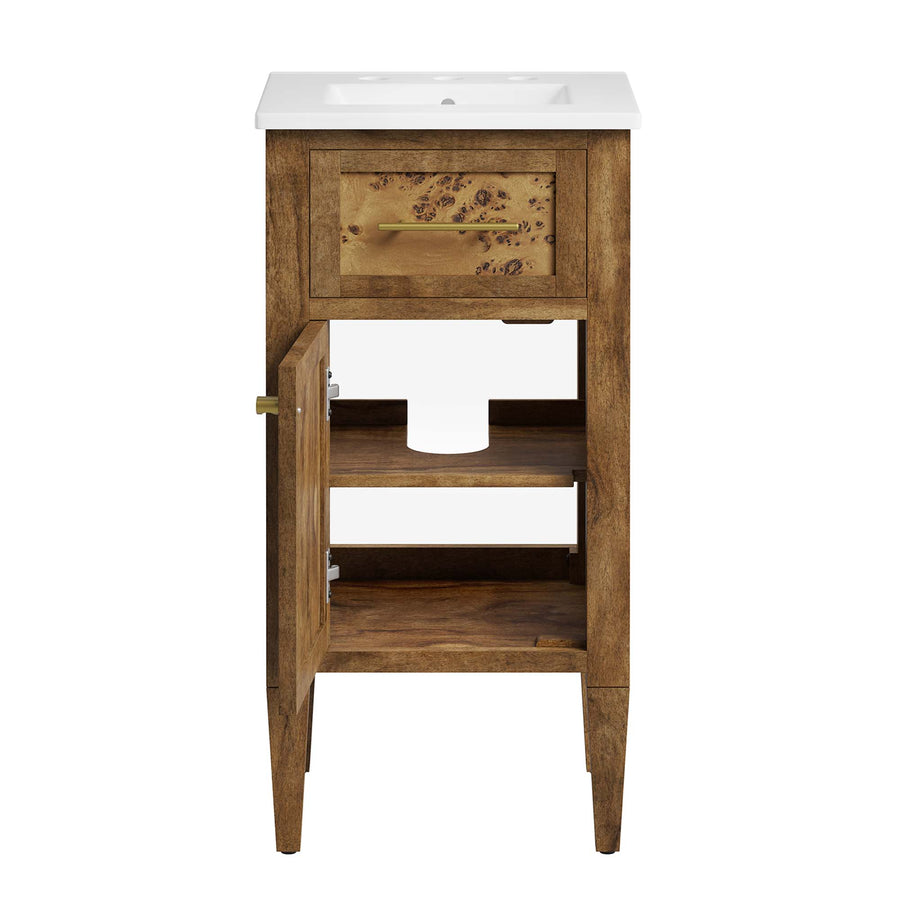 Onyx 18" Wood Bathroom Vanity in White Brown