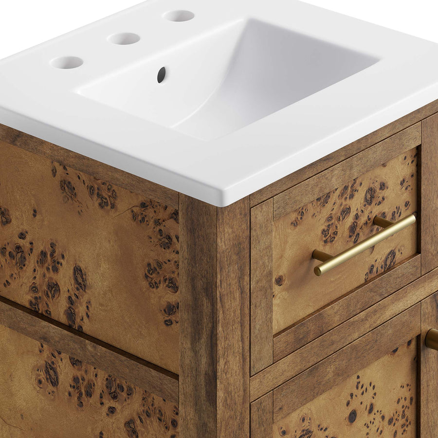 Onyx 18" Wood Bathroom Vanity in White Brown