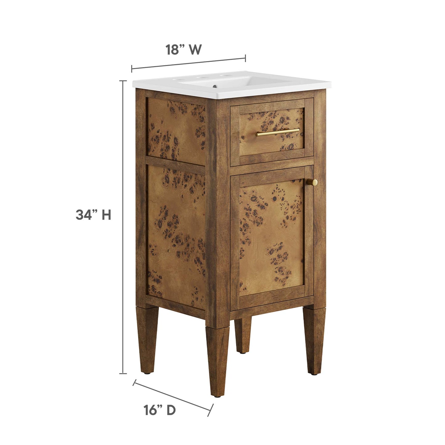 Elysian 18" Wood Bathroom Vanity by Furniture For America