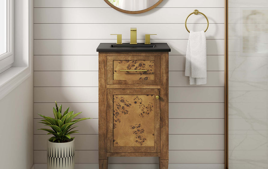 Onyx 18" Wood Bathroom Vanity in Black Brown