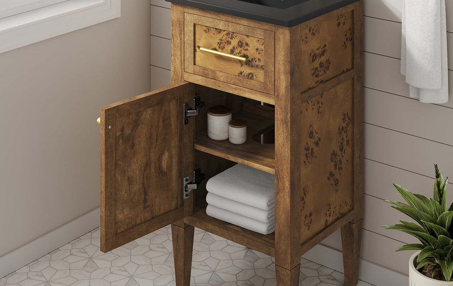 Onyx 18" Wood Bathroom Vanity in Black Brown