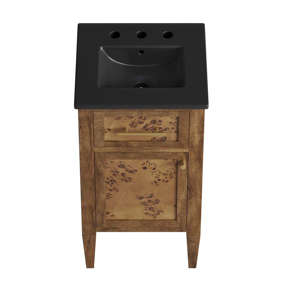 Onyx 18" Wood Bathroom Vanity in Black Brown