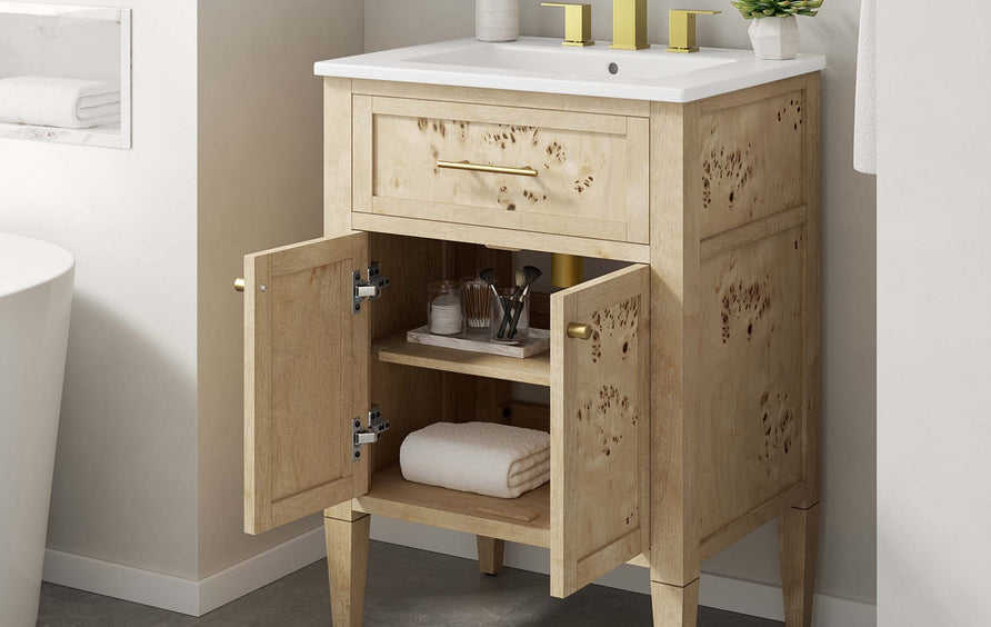 Onyx 24" Wood Bathroom Vanity in White Burl