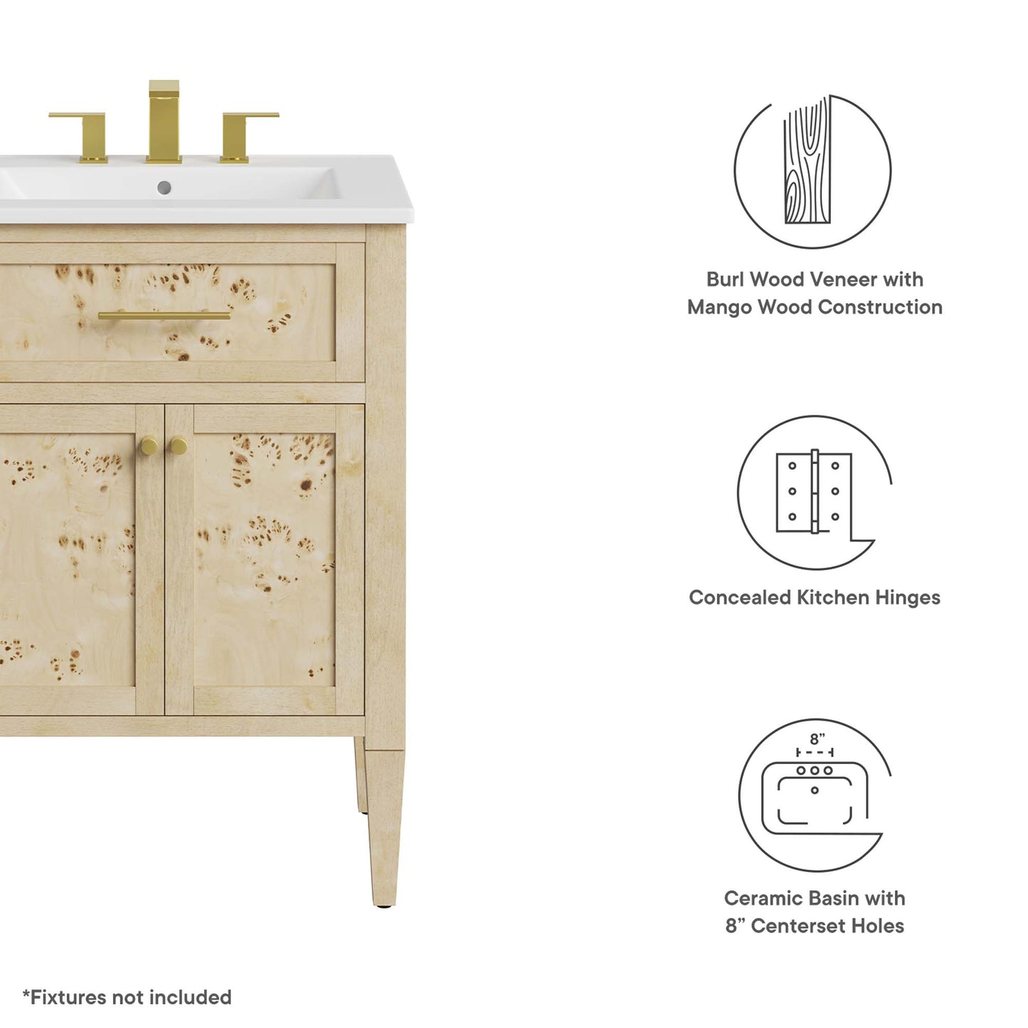 Elysian 24" Wood Bathroom Vanity by Furniture For America