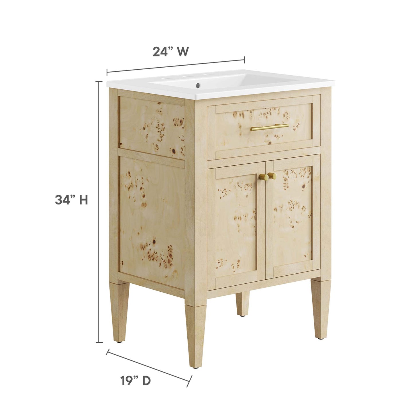 Elysian 24" Wood Bathroom Vanity by Furniture For America