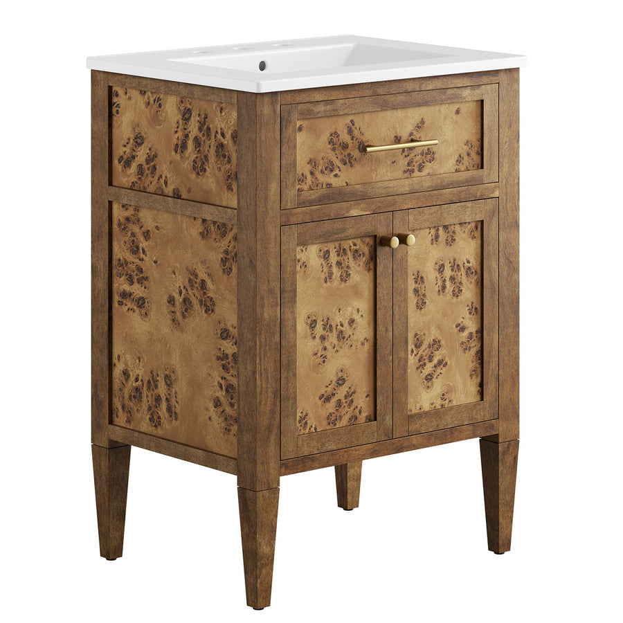 Onyx 24" Wood Bathroom Vanity in White Brown